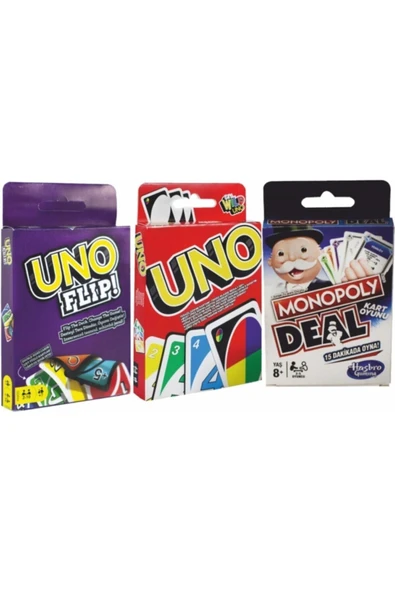 mattel Uno Klasik, Uno Flipy Ve Monopoly 3'ü Bir Arada ürün görseli 1