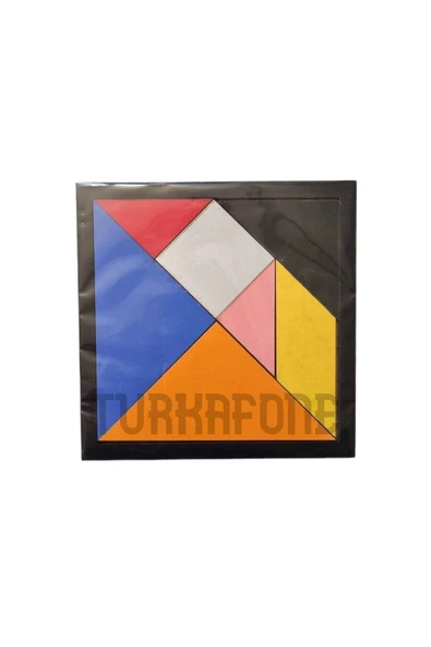TURKAFONE Ahşap Tangram  10 adet  Zeka Oyunu 6mm 14x14cm ürün görseli 1