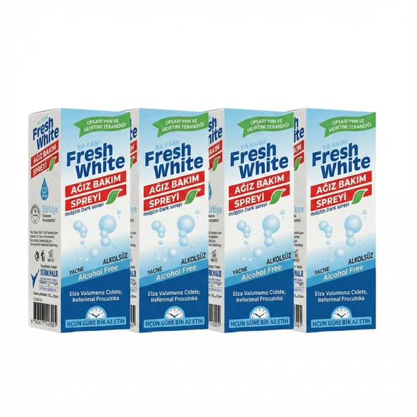Fresh White Alkolsüz Ağız Bakım Spreyi - 4'lü Avantaj Paketi (Anında Ferahlık) ürün görseli 1