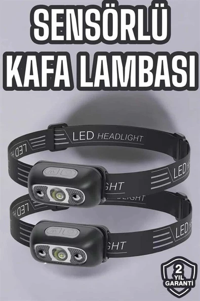 Kafa Lambası Kamp Lambası Led Işık Şarjlı Ayarlanabilir - Resim 2