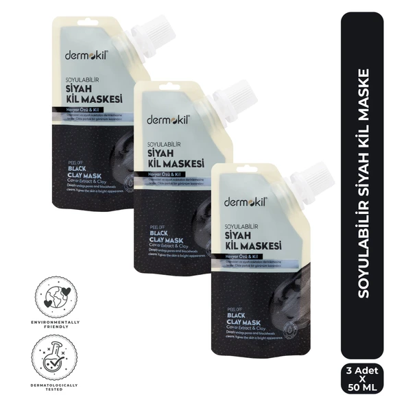 Dermokil Soyulabilir Siyah Kil Maske 50 ml x 3 Adet ürün görseli 1