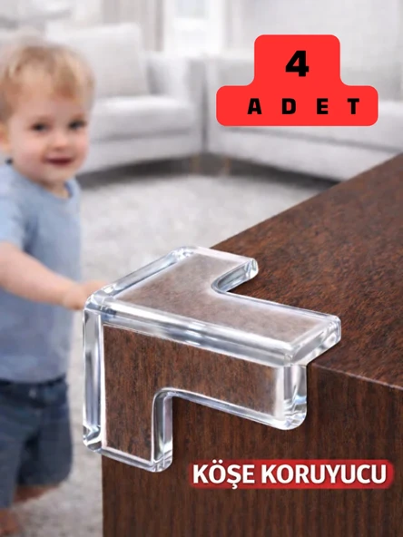 Mucit Home 4 lü Set Silikon Şeffaf Masa Kenarı Koruma Aparatı ürün görseli 1