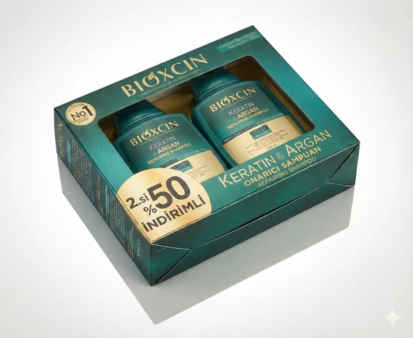 Bioxcin Keratin & Argan Onarıcı Şampuan - 2.si %50 İndirimli Fırsat Paketi (2 x 300 ml) ürün görseli 1