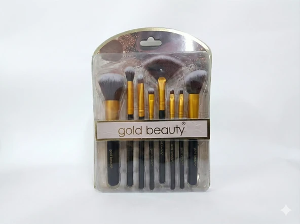 Gold Beauty Lüks 8 Parça Profesyonel Makyaj Fırça Seti (Yüz ve Göz İçin Tam Set) ürün görseli 1