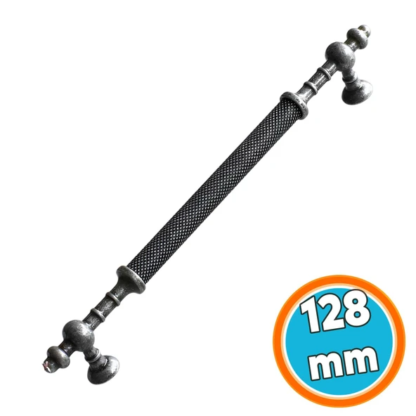 Mobilya Mutfak Çekmece Dolap Dolabı Kulpu Kulbu Kulpları Eskitme Antik Gümüş Metal 128 mm ürün görseli 1