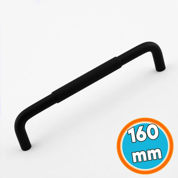 Metal Kulp 160 mm 16 cm Mobilya Çekmece Mutfak Dolabı Dolap Kapak Kulpları Tırtıklı Mat Siyah ürün görseli 1