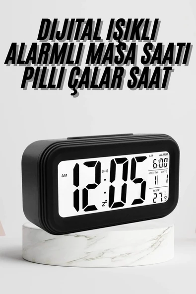 Dijital Masa Saati Termometre Takvim Led Ekran Pilli Ev Ofis Masası ürün görseli 1