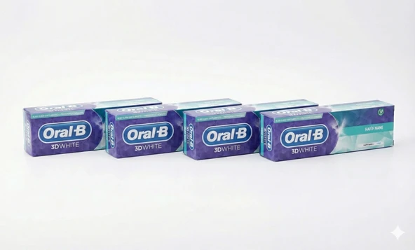 Oral-B 3D White Hafif Nane Diş Macunu - 4'lü Avantaj Paketi (4 x 75 ml) ürün görseli 1