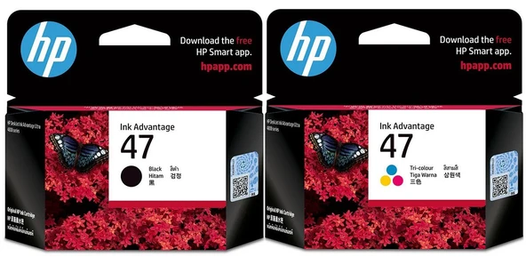 HP 47 Siyah ve Renkli Mürekkep Kartuş 6ZD21AE - 6ZD61AE ürün görseli 1