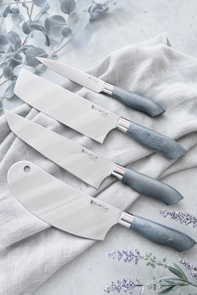 Silver Gray Serisi 4 Lü Mutfak Bıçağı Et Ekmek Sebze Mutfak Şef Bıçak Seti Mft-784 ürün görseli 1