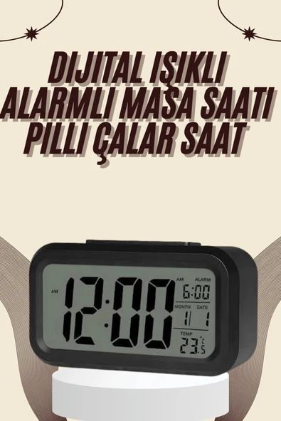 Dijital Masa Saati Termometreli Takvim Çalar Saat Led Ekran Pilli ürün görseli 1