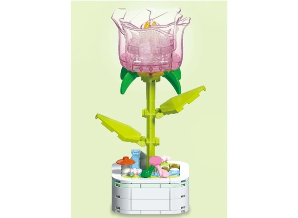 Building Block Flower 132 Parça Lila Gül - Resim 4
