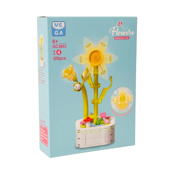 Building Block Flower 125 Parça Sarı Fulya - Resim 3