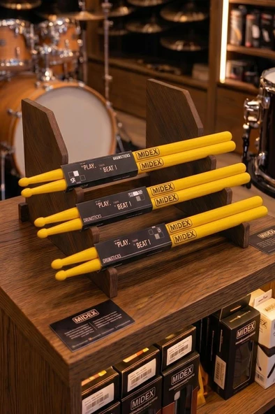 Midex GFK-801YL-3X 5A Bateri Baget Kırılmaz Polyemid Sarı Renk Davul Bageti 5A Drumsticks 6 Adet (3 Çift) ürün görseli 1