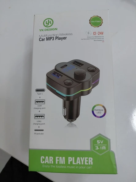 Çakmaklık Şarj Cihazı CAR FM PLAYER Araç Kiti Araba Müzik Mp3 Çalar ürün görseli 1