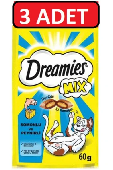 Dreamies Mix Somonlu ve Peynirli Kedi Ödül Maması 60 gr x 3 Adet ürün görseli 1