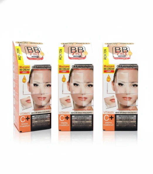 New Well Miracle Skin Perfector BB Cream 3'lü Avantaj Paketi (Açık Ton) - All In One Nemlendirici ürün görseli 1