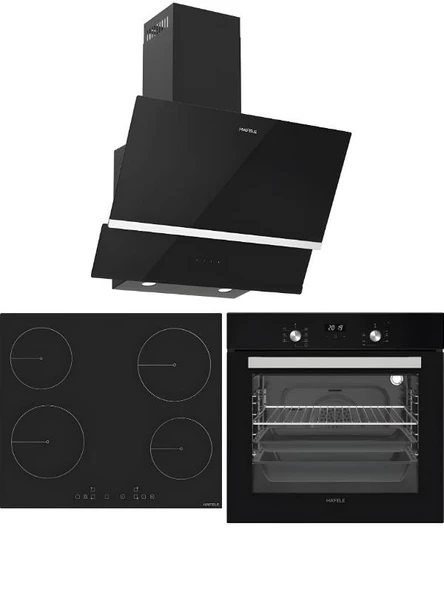 Hafele Siyah Ankastre Set 6 (Vetro Ocak + Luce Fırın + Luce Davlumbaz) ürün görseli 1