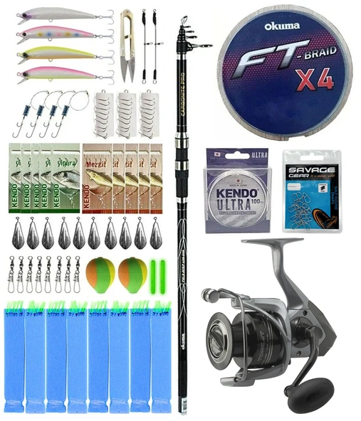 YekOutdoor Surf Olta Seti Okuma Carbonite Pro Tele Surf 420 cm Surf Kamışı&Okuma Tomcat TMC-8000 Olta Makinesi ürün görseli 1
