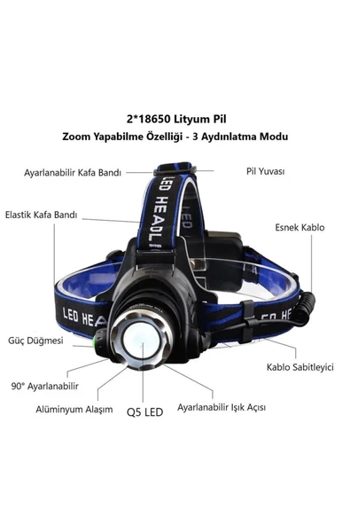 Cata Ledli Kafa Lambası Ct 9123  Beyaz Işık - Resim 2