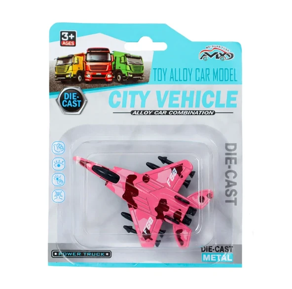 Die Cast Metal F-15 Benzeri Savaş Uçağı Pembe Kamuflaj ürün görseli 1