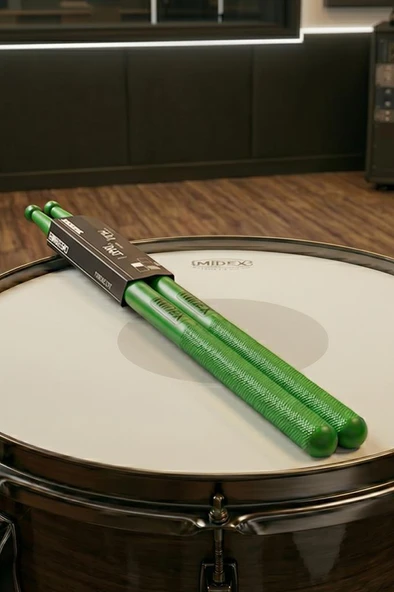 Midex GFK-801GR-3X 5A Bateri Baget Kırılmaz Polyemid Yeşil Renk Davul Bageti 5A Drumsticks 6 Adet (3 Çift) ürün görseli 1