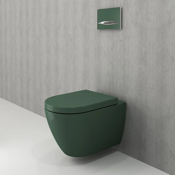 Bocchi Venezia Rimless Asma Klozet ve Kapağı Mat Yeşil 1295-027-0128 ürün görseli 1