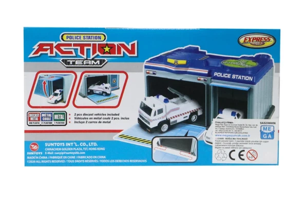 Express Wheels Metal Araçlı Çantalı Polis Seti - Resim 3
