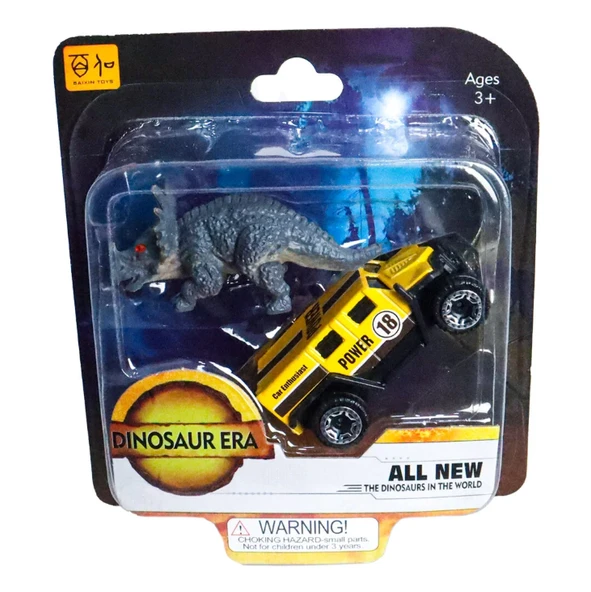Die Cast Metal Hummer Benzeri Araba ve Triceratops ürün görseli 1