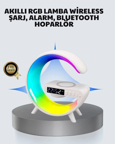 Başucu İçin Tasarlanmış Kablosuz Şarjlı Gece Lambası Ve Bluetooth Ses Sistemi ürün görseli 1