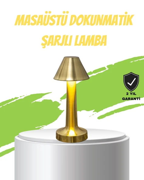 Led Masa Lambası 3 Renk Ayarlı Şarjlı Kablosuz Modern Tasarım ürün görseli 1