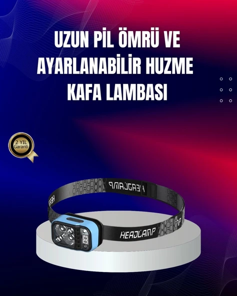 Süper Parlak Led Kafa Feneri 3 Renk 53 Mod Type C Şarjlı ürün görseli 1