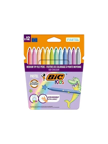 Bic Kıds Colour Keçeli Boya Kalemi Pastel Renkler 12' Li ürün görseli 1