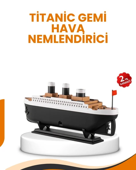 7 Renk Ortam Işıklı Dekoratif Gemi Tasarım H.a Nemlendirici Difüzör ürün görseli 1