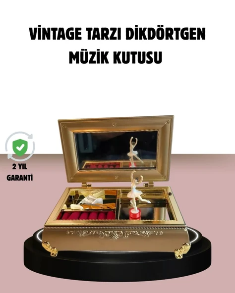 Balerinli Müzikli Takı Kutusu Piyano Tasarım Kız Çocuk Hediyelik ürün görseli 1