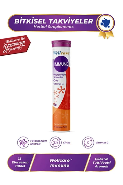 Wellcare Immune 15 Efervesan Tablet ürün görseli 1