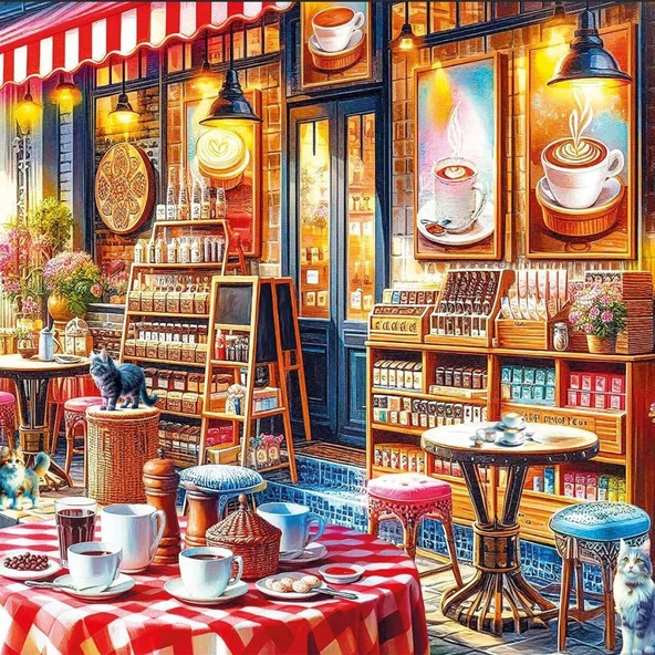 20809 PUZZLE 1000 KAHVE COFFEE STORE - Resim 2