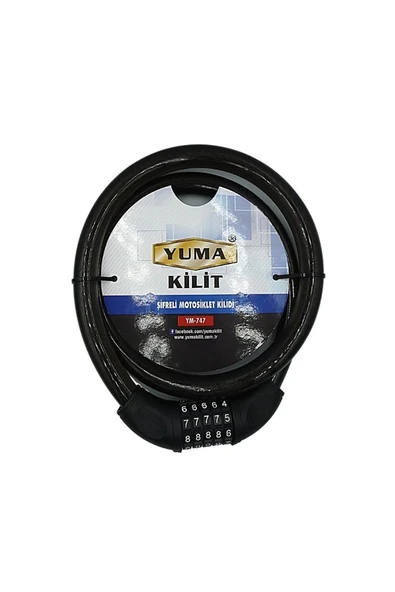 Yuma Ym-747 120cm 20mm 5 Şifreli Siyah Motorsiklet Kilidi ürün görseli 1