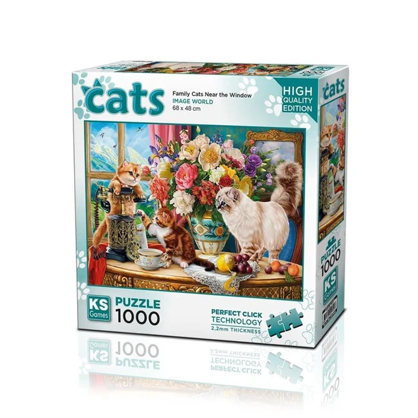 20794 PUZZLE 1000 FAMİLY CATS NEAR THE WİNDOW ürün görseli 1