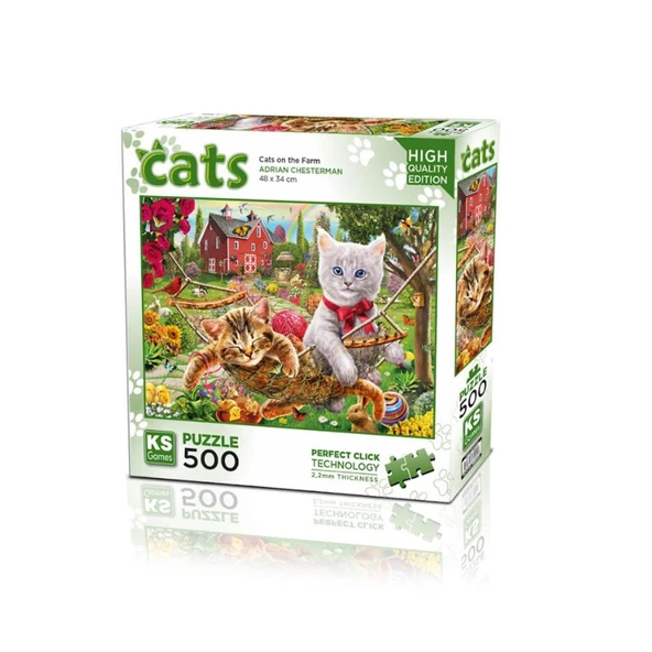 20043 Kediler Çiftlikte 500 Parça Puzzle -KS Puzzle ürün görseli 1