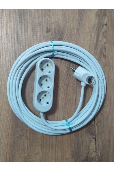 İNWATT 3x2.5 Ttr 10 Metre Çok Telli Beyaz Renk Izolasyonlu Topraklı Üçlü Grup Priz Seyyar Uzatma Kablosu ürün görseli 1