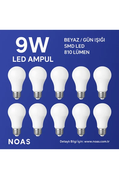 İNWATT NOAS 9 W LED AMPUL BEYAZ - 10 ürün görseli 1