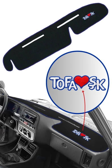 Tofaş Doğan Kartal Şahin Uyumlu Yüksek Göğüs Torpido Koruyucu Halı - Mavi Şeritli Nakışlı Yeni Model ürün görseli 1