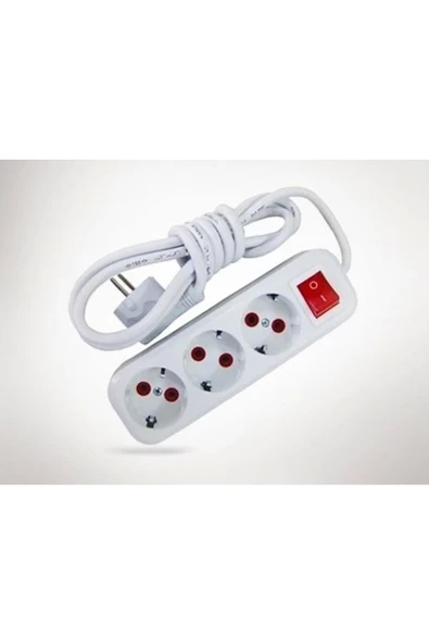 İNWATT 7 Metre Kablolu Anahtarlı 3 Lü Topraklı Grup Priz ürün görseli 1