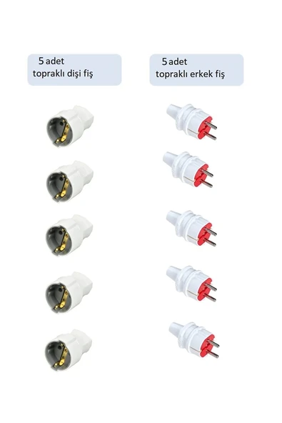 İNWATT Topraklı Erkek Fiş/ Dişi Fiş Seti ürün görseli 1