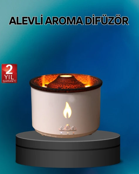 Alev Efektli Buhar Makinesi – Aromaterapi, Nemlendirme Ve Işık Modlu Tasarım ürün görseli 1