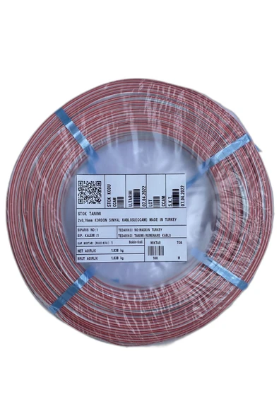 İNWATT 2x0,75 mm2 Cca Kordon Sinyal Kablosu Tam Kesit 48 Tel 100 mt ürün görseli 1