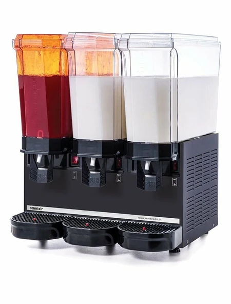 SAMIXIR Klasik Triple, 1 Fıskiyeli, 2 Karıştırıcılı Soğuk İçecek Dispenseri 20+20+20 Litre Siyah ürün görseli 1