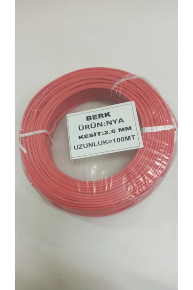 İNWATT 2.5 mm KIRMIZI Nya Kablo 100 metre  Tam Kesit Tesisat Kablosu ürün görseli 1