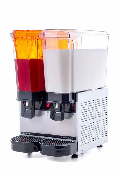 SAMIXIR Klasik Twin Fıskiyeli Ve Karıştırıcılı Soğuk İçecek Dispenseri 20+20 Litre Inox ürün görseli 1